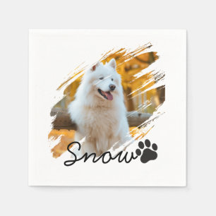 Hond Foto & Naam Moderne Penselen Beker Servet