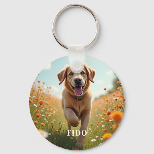 Hond foto naam tekst sleutelhanger (Voorkant)