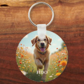 Hond foto naam tekst sleutelhanger (Voorkant)