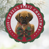 Hond Foto Plaid Bow Kerst Papier Ornament Kaart