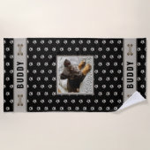 Hond Foto Poot Print Hond Bone Gepersonaliseerd na Strandlaken (Voorkant)