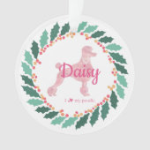 Hond Foto Roze Poodle Kerst Ornament (voorkant)
