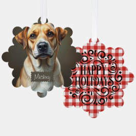 Hond foto sjabloon Cute rode scottish Vakantie Ornament Kaart