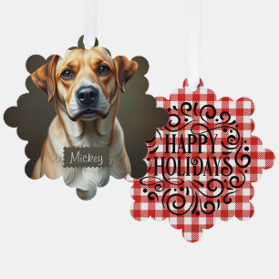 Hond foto sjabloon Cute rode scottish Vakantie Ornament Kaart