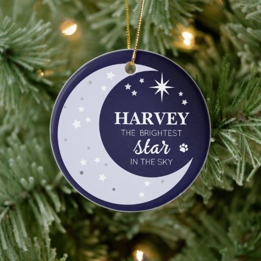 Hond Foto Sympathie Keepsake Pet Memorial Star Keramisch Ornament (Boom)