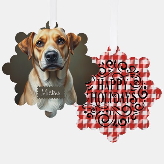 Hond foto template Schattige rood Schots Vakantie Ornament Kaart (Voorkant / Achterkant)