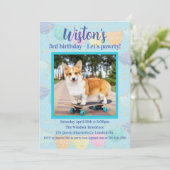 Hond foto Verjaardag Party uitnodiging (Staand voorkant)