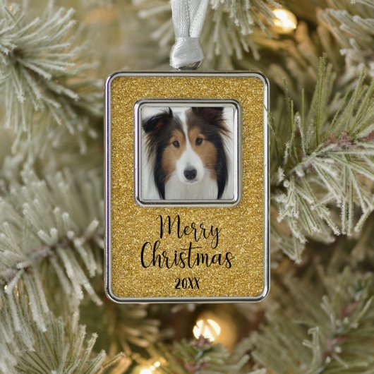 Hond foto vrolijk verzilverd omlijst ornament (Boom)