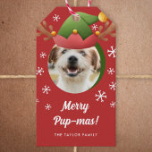 Hond Foto w / Elf Rendier Antler Pet Kerst Cadeaulabel