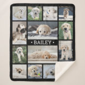 Hond Fotocollage Eenvoudig Modern Zwart-Wit Sherpa Deken (Voorkant)