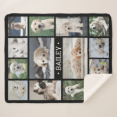 Hond Fotocollage Eenvoudig Modern Zwart-Wit Sherpa Deken (Voorkant (horizontaal))