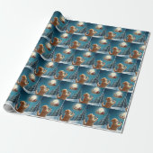 Hond fotografeert Kerstman in slee Cadeaupapier (Uitgerold)
