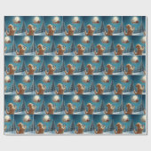 Hond fotograferen Kerstman in Sleigh Cadeaupapier (Vlak)