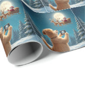 Hond fotograferen Kerstman in Sleigh Cadeaupapier (Rol Hoek)