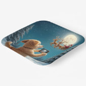 Hond fotograferen Kerstman in Sleigh Papieren Bordje (Gebogen)