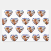 Hond Fotonaam Blauw Hart Pet Inpakpapier Vel (Voorkant)