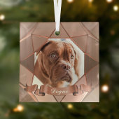 Hond Fotonaam Geometrisch Glas Ornament