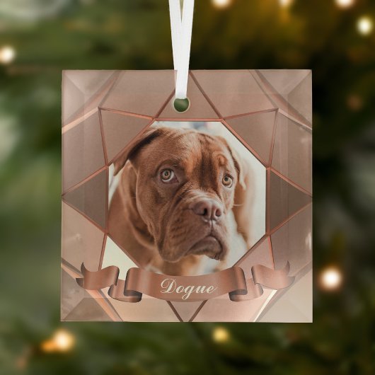 Hond Fotonaam Geometrisch Glas Ornament