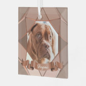 Hond Fotonaam Geometrisch Glas Ornament (Voorkant links)