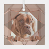 Hond Fotonaam Geometrisch Glas Ornament (Voorkant)