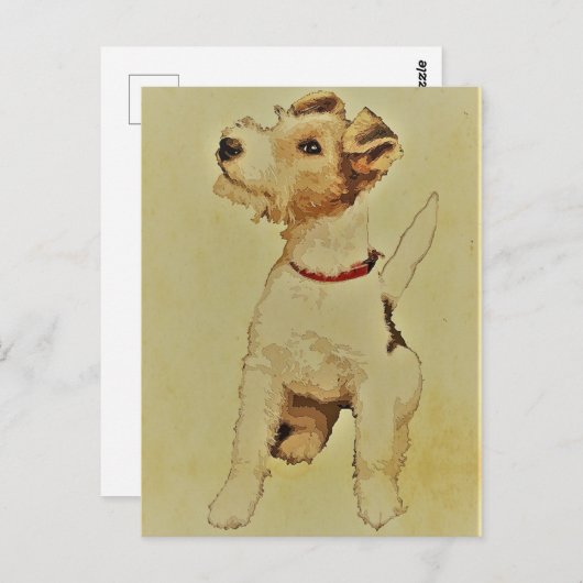  hond Fox Terrier Briefkaart (Voorkant / Achterkant)
