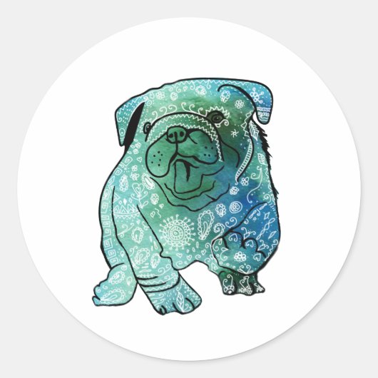 Hond Franse Bulldog ronde Sticker, glanzend Ronde Sticker (Voorkant)