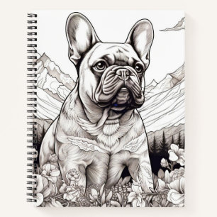 Hond Franse Bulldog Vreedzame Natuur Prairie Sketc Notitieboek