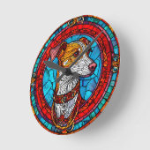 Hond Gebrandschilderde Kunst Ronde Klok (Hoek)