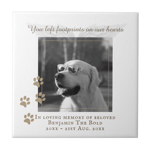 Hond Gedenk Foto Plaquette Keramiek Tegels met Tek Tegeltje (Voorkant)