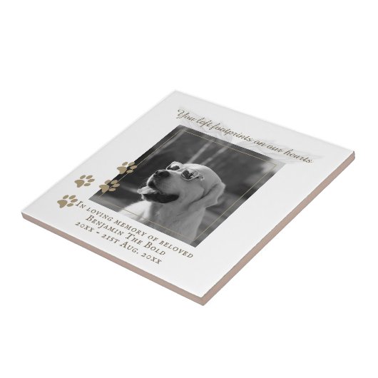 Hond Gedenk Foto Plaquette Keramiek Tegels met Tek Tegeltje (Zijkant)