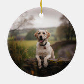 Hond Gedenk Foto Whimsical Keramisch Ornament (Achterkant)