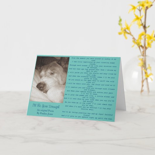 Hond gedicht origineel loyale oud huisdier sympath kaart (Gele Bloem)