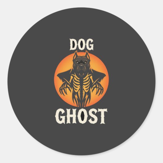 Hond Geest Halloween Horror Vector Ronde Sticker (Voorkant)