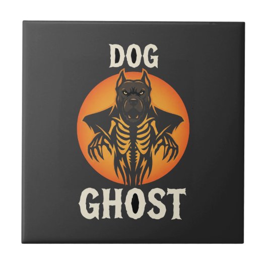 Hond Geest Halloween Horror Vector Tegeltje (Voorkant)