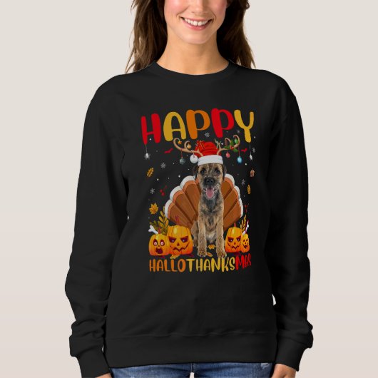 Hond  Gelukkige Border Terrier Hond Hellothanksmas Trui (Voorkant)