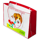 HOND GELUKKIGE VERJAARDAG GEPERSONALISEERDE NAAM C GROOT CADEAUZAKJE (Achterkant Gekanteld)