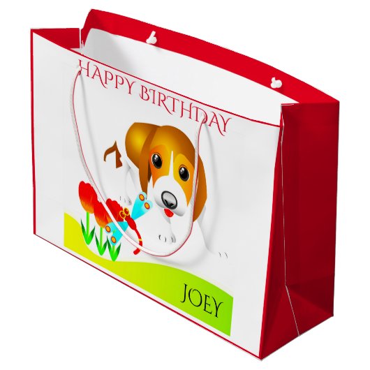 HOND GELUKKIGE VERJAARDAG GEPERSONALISEERDE NAAM C GROOT CADEAUZAKJE (Achterkant Gekanteld)