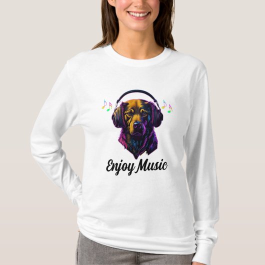 Hond Geniet van muziek T-shirt (Voorkant)