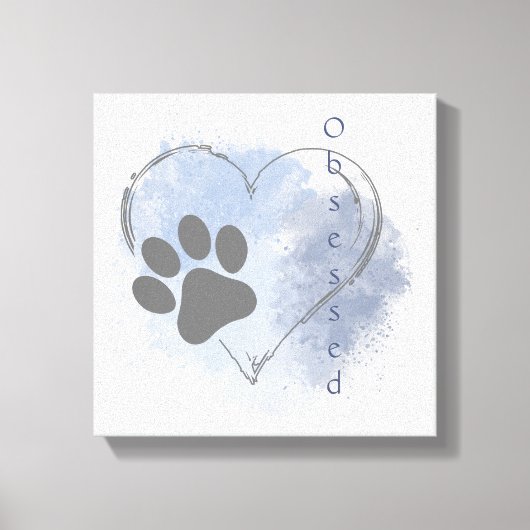 Hond Geobsedeerd Hart Blauw Waterverf Canvas Muur  (Voorkant)