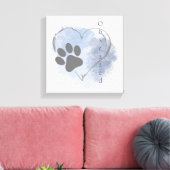 Hond Geobsedeerd Hart Blauw Waterverf Canvas Muur  (Insitu (Woonkamer))