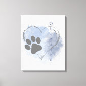 Hond Geobsedeerd Hart Blauw Waterverf Canvas Muur  Afdruk (Voorkant)