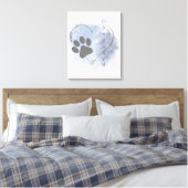 Hond Geobsedeerd Hart Blauw Waterverf Canvas Muur  Afdruk (Insitu (Slaapkamer))