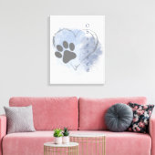 Hond Geobsedeerd Hart Blauw Waterverf Canvas Muur  Afdruk (Insitu (Woonkamer))
