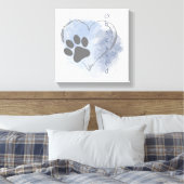 Hond Geobsedeerd Hart Blauw Waterverf Canvas Muur Afdruk (Insitu (Slaapkamer))