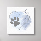 Hond Geobsedeerd Hart Blauw Waterverf Canvas Muur Afdruk (Voorkant)