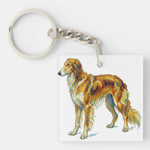 Hond Geschenk Levendig Kleurrijk Saluki Hond Desig Sleutelhanger