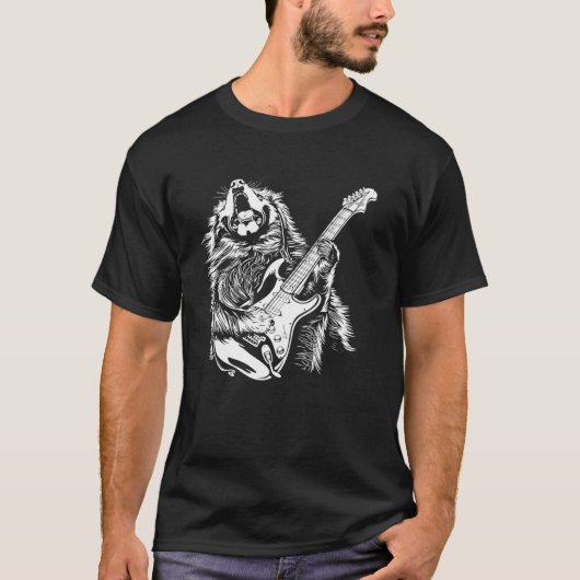Hond Gitarist Gitaar - Tibetaanse Mastiff Pap Mam T-shirt (Voorkant)