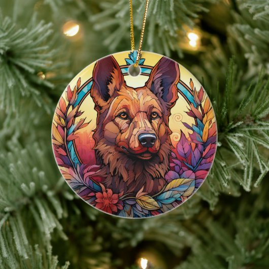 Hond Glas in lood Keramische Boomdecoratie Keramisch Ornament (Boom)