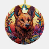Hond Glas in lood Keramische Boomdecoratie Keramisch Ornament (Voorkant)