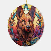 Hond Glas in lood Keramische Boomdecoratie Keramisch Ornament (Links)